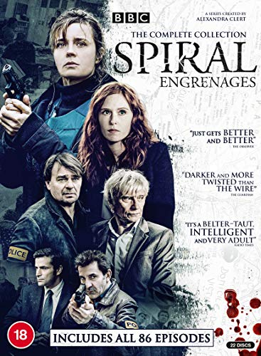 DVD cover for crime drama "Spiral" featuring a cast of characters.