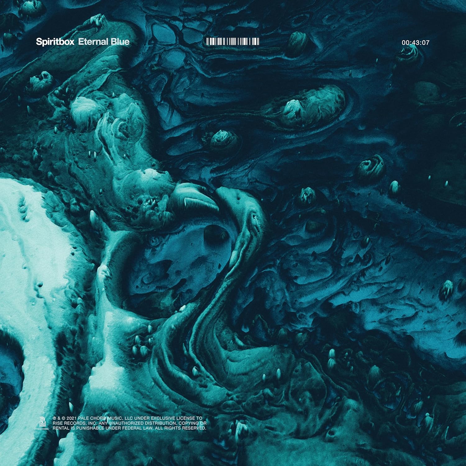 Spiritbox "Eternal Blue" CD cover: abstract blue and white marbled design.