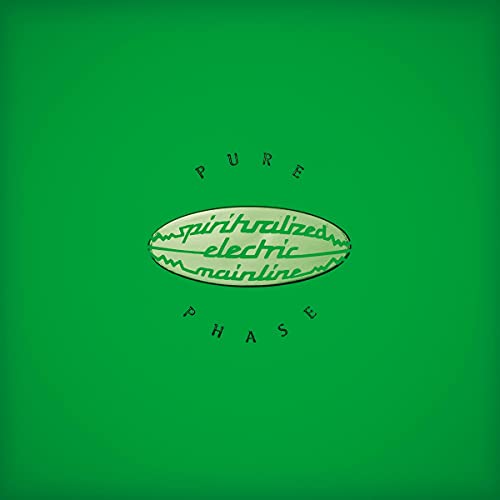 The image is a green album cover with a central oval logo and text. Alt text: Green album cover with oval logo and "Pure Phase" text.
