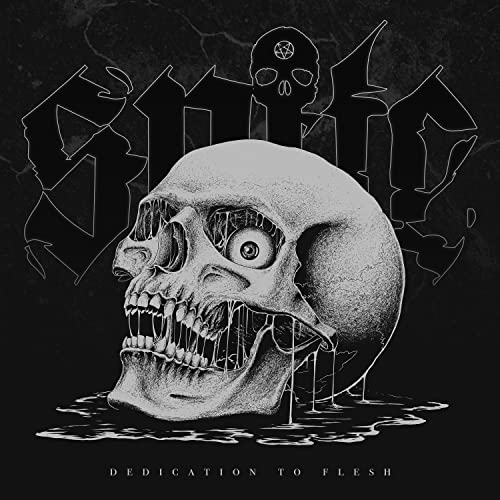 Black and white album cover featuring a detailed skull with dripping textures.
