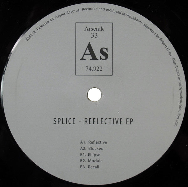 White vinyl record labelCLSHBH label for Splice - Reflective EP.