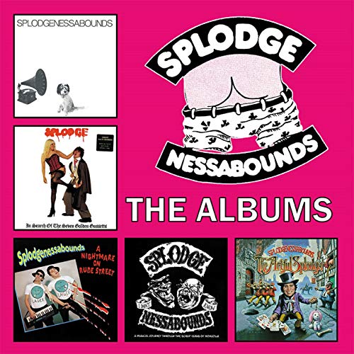 "CD box set with pink case, discs, and album covers featuring Splodgenessabounds."