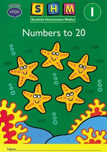 Cover of Scottish Heinemann Maths 1 activity book featuring five smiling yellow starfish.