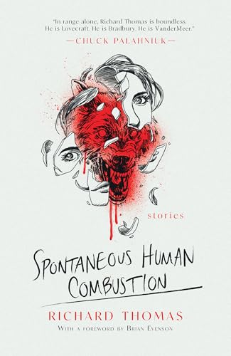 Book cover: "Spontaneous Human Combustion" by Richard Thomas, with fragmented face art.