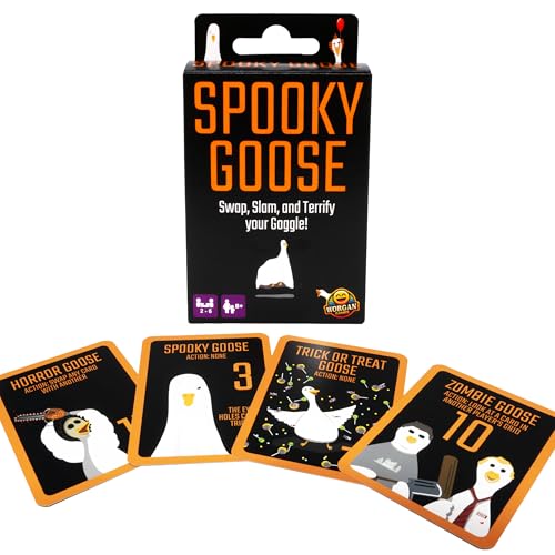 Spooky Goose" card game packaging with ghost and zombie goose illustrations.