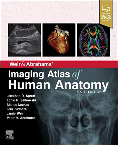 Anatomy textbook cover with medical imaging examples and a skeletal X-ray.