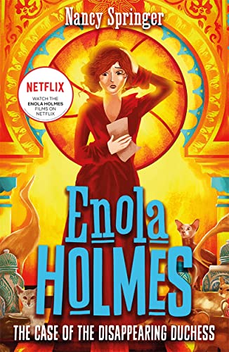Book cover featuring a woman in a red dress holding a letter with cats.
