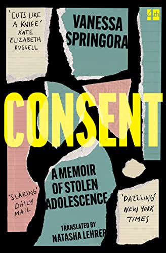 Book cover for “Consent” memoir with torn paper collage design.
