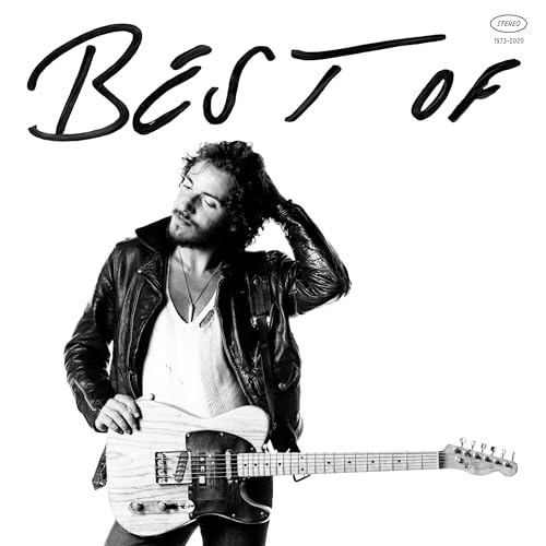Black and white album cover featuring Bruce Springsteen with a guitar.