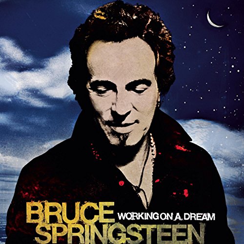 Bruce Springsteen's album cover: man in dark jacket against a starry night sky.