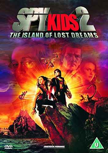 Spy Kids 2 DVD cover featuring children on a rocky cliff, with adults’ faces.