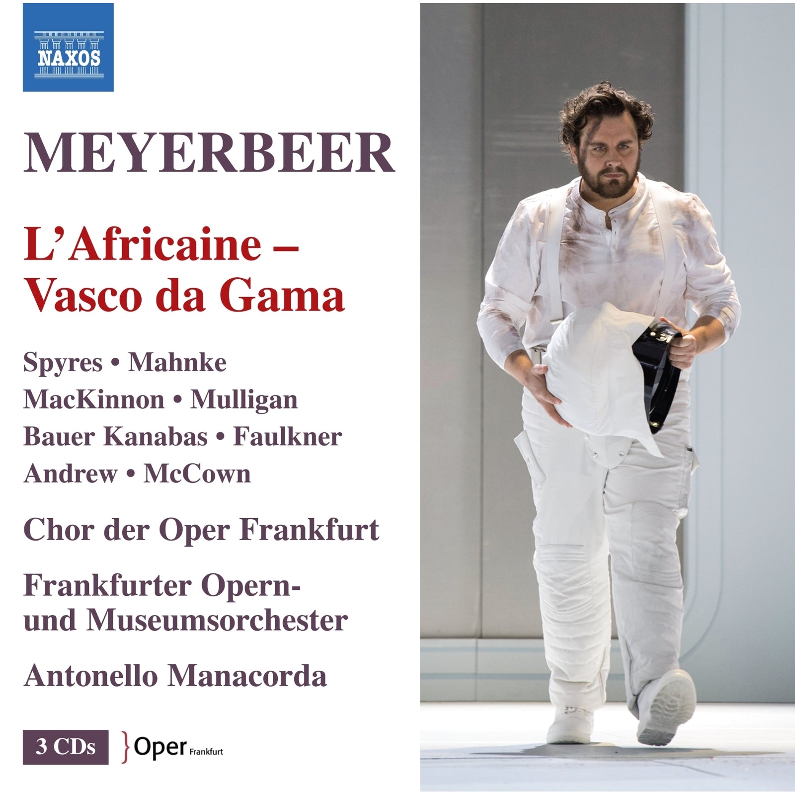 CD cover for Meyerbeer’s L’Africaine opera featuring a tenor in costume.