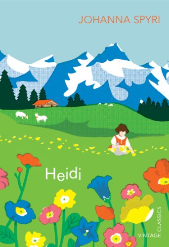 Book cover for "Heidi" featuring a girl in a mountain landscape.