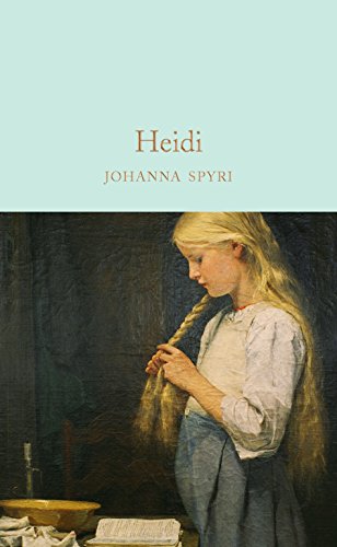Book cover of "Heidi" featuring a young girl braiding her hair.