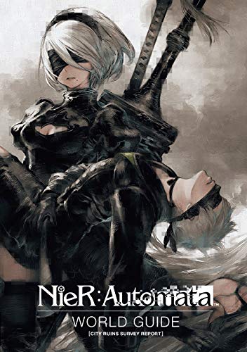 “NieR:Automata” world guide book cover featuring two android characters.