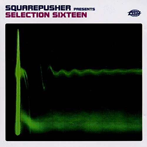 Squarepusher album cover: dark background with bright green waveform graphic.