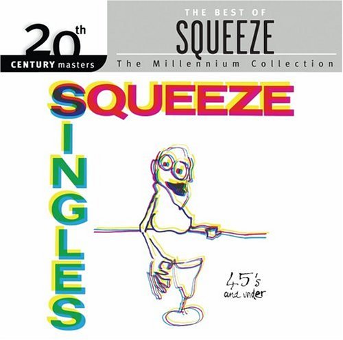 CD cover for Squeeze’s “Singles 45’s and Under” featuring cartoon man.