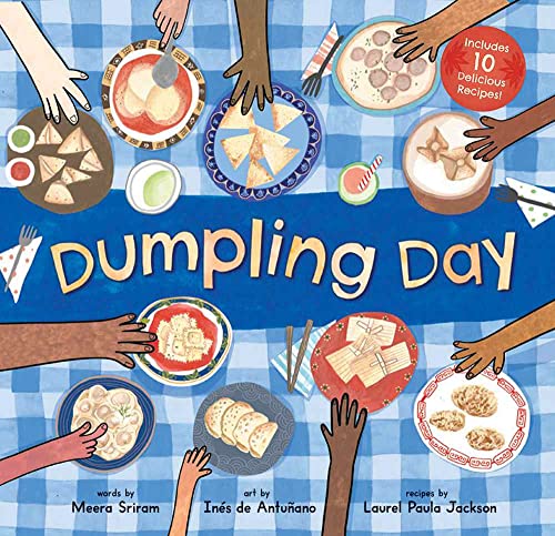 Colorful illustrated book cover depicting hands reaching for various dumplings.