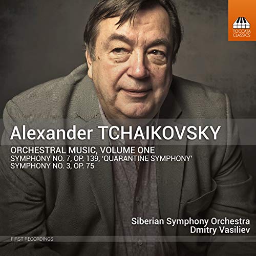 CD case featuring orchestral music by Alexander Tchaikovsky, silver disc visible.