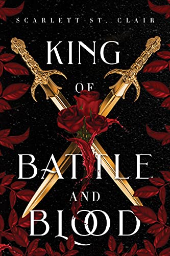 Book cover: crossed swords, red roses, and dripping blood against a dark background.
