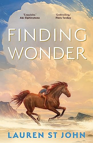 Book cover with a girl riding a horse across a sandy landscape.