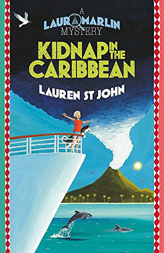 Book cover featuring a girl and dog on a ship near a smoking volcano.