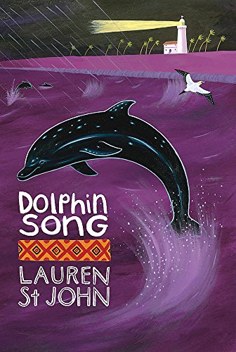 Book cover: a dark dolphin leaps from a purple, swirling sea.