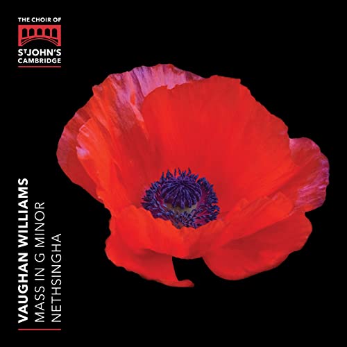 CD cover: red poppy flower with text "Vaughan Williams Mass in G Minor".