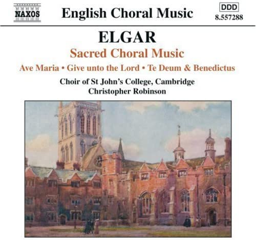 CD cover for Elgar’s sacred choral music featuring a church tower.