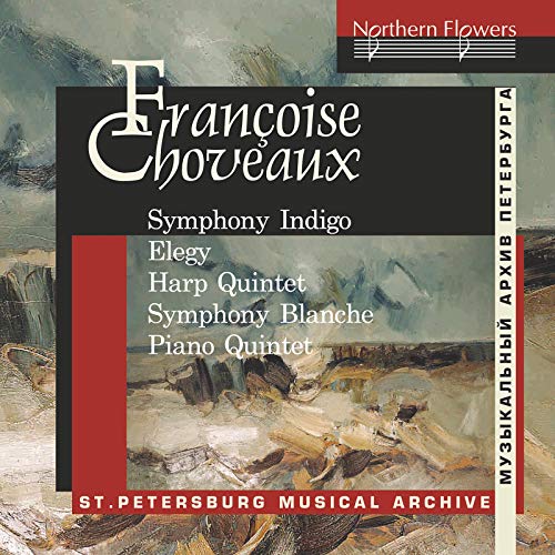 CD cover for Francoise Choveaux’s “Symphony Indigo” with abstract painting.