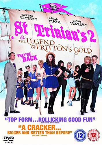 DVD cover featuring the cast of St Trinian's 2 standing before a pirate ship sail.