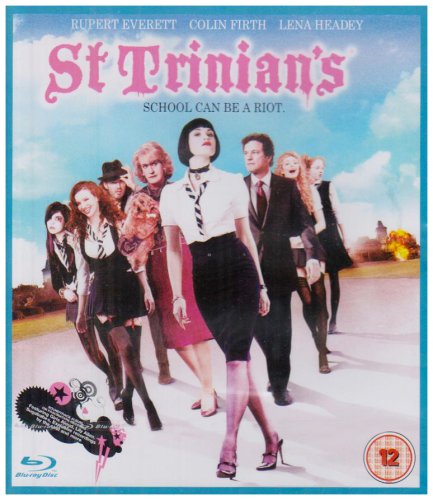 Blu-ray cover for St Trinian's featuring a group of schoolgirls and adults walking outdoors.