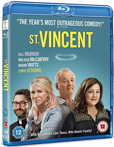 Blu-ray cover for "St. Vincent" featuring Bill Murray, Melissa McCarthy, and Chris O'Dowd.