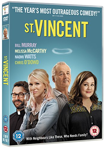 DVD cover for "St. Vincent" featuring Bill Murray, Melissa McCarthy, and cast.