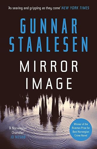 Book cover for Mirror Image by Gunnar Staalesen featuring a forest reflected in water.
