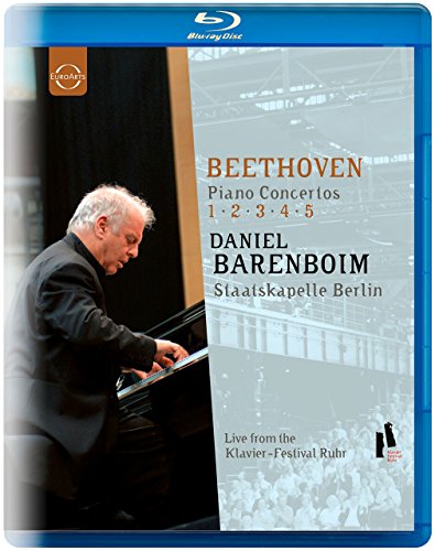 Blu-ray cover featuring pianist Daniel Barenboim and Beethoven concertos text.
