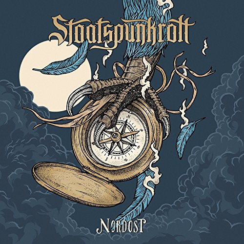 CD cover: bird claws holding a compass under a full moon.