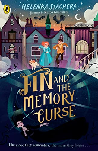 Book cover: two children running towards a spooky, illustrated manor house.