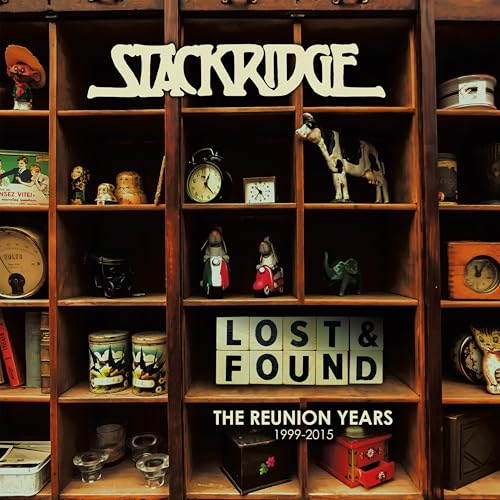 Stackridge CD cover featuring a wooden shelf filled with collectibles.