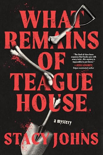 Book cover: red text, gardening tools, and bone fragments on a dark background.