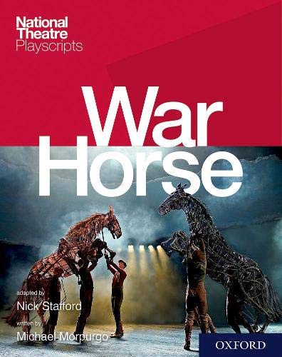 Cover of "War Horse" playscript featuring two puppet horses and handlers.