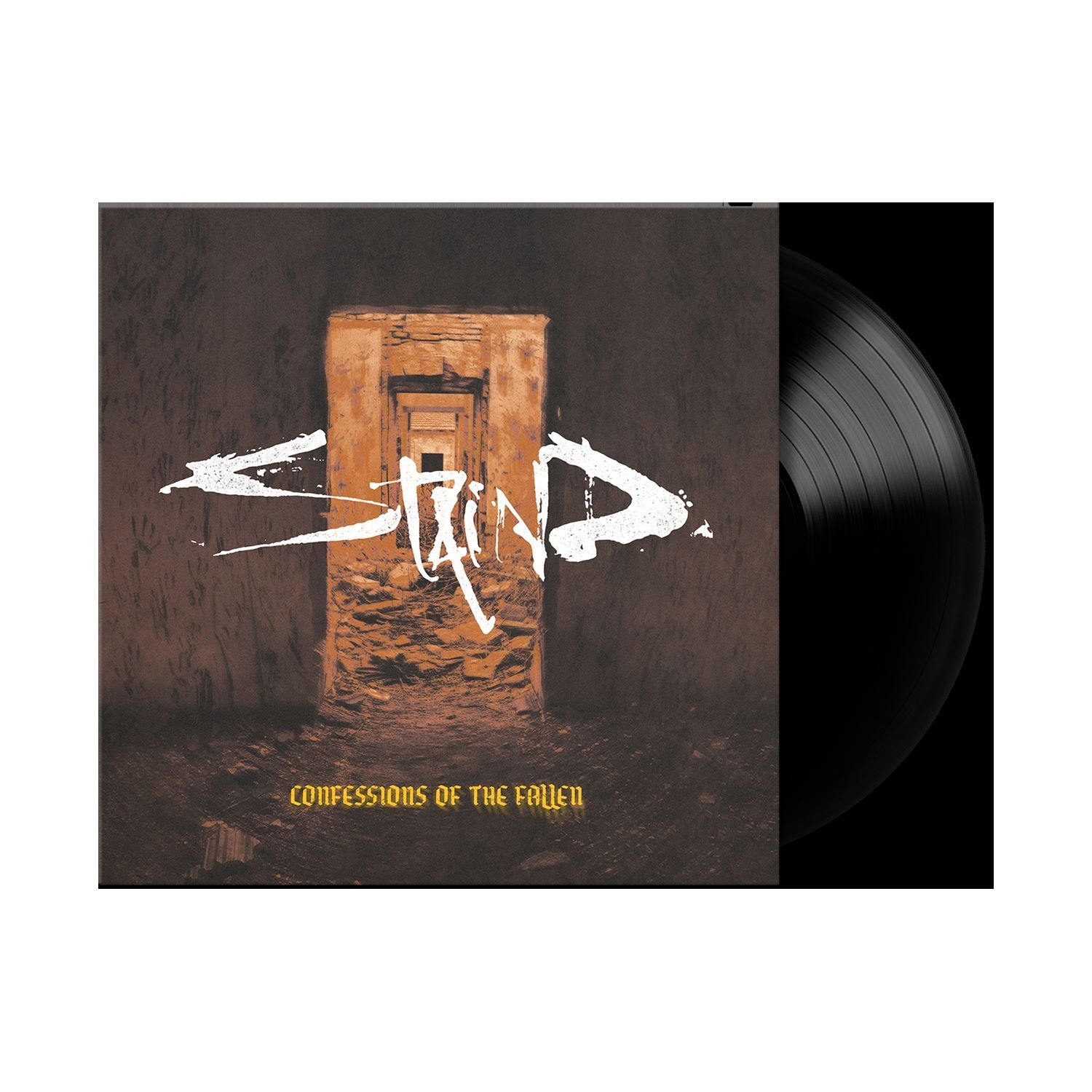"Staind vinyl record album cover with 'Confessions of the Fallen' title and black vinyl."