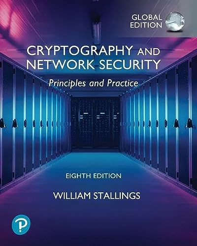 Textbook cover: "Cryptography and Network Security" with server room background.