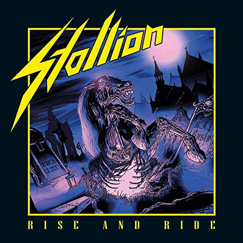 “Stallion - Rise and Ride” album cover: skeletal horse in a graveyard.