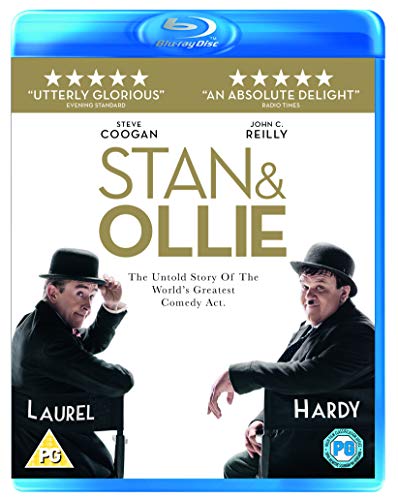 Blu-ray cover for "Stan & Ollie" featuring Laurel and Hardy in suits.