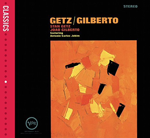 Album cover for Getz/Gilberto featuring an abstract orange painting on a black background.