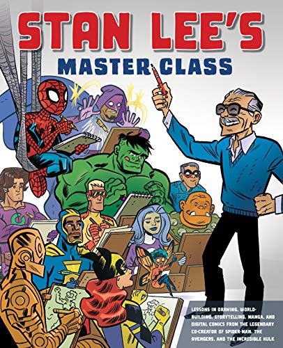 Book cover featuring Stan Lee with comic book characters drawn in a cartoon style.