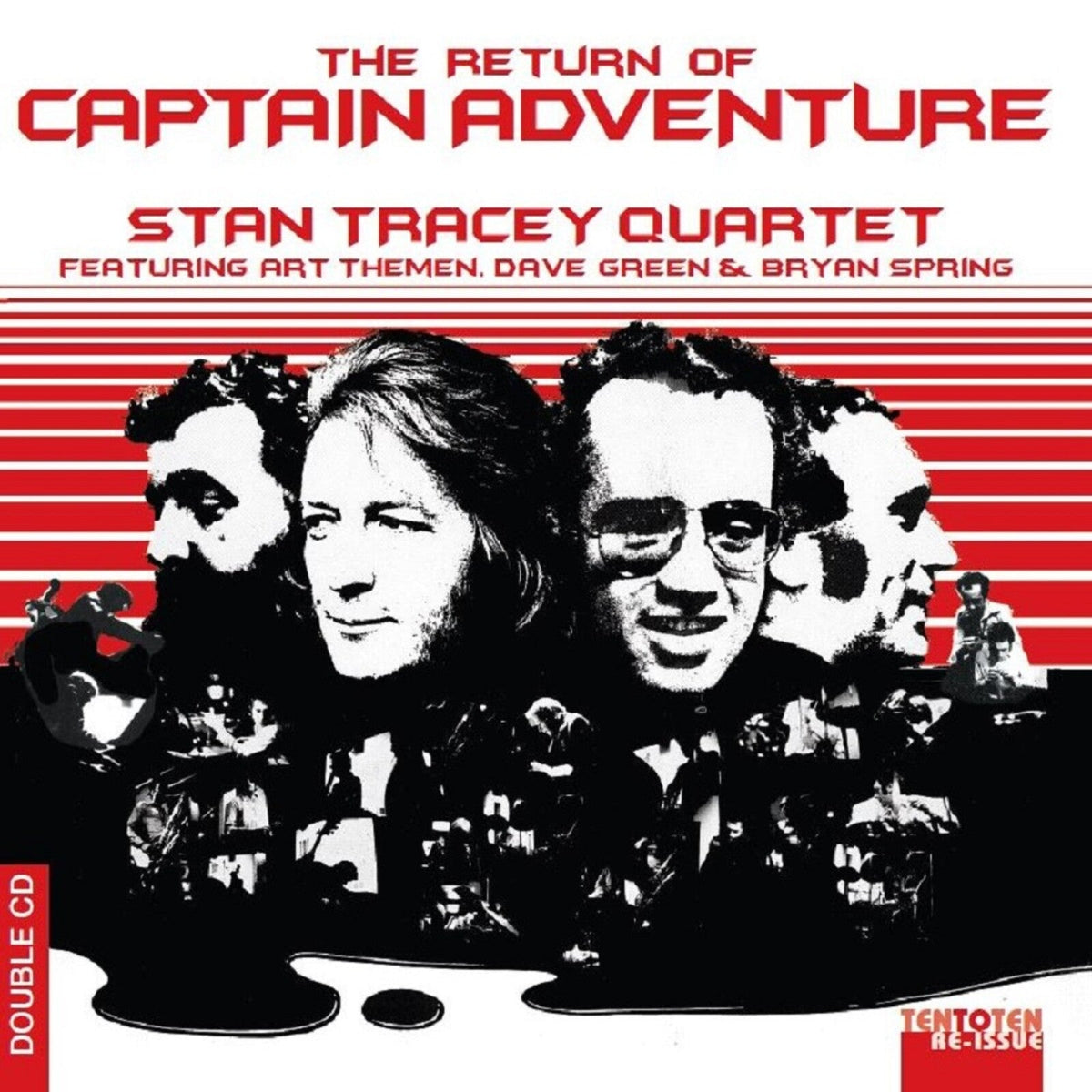 CD cover for Stan Tracey Quartet’s “Return of Captain Adventure” featuring four musicians.