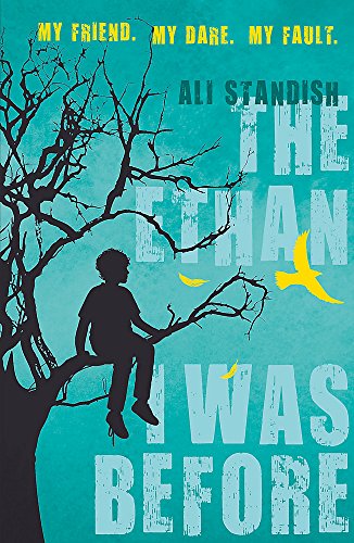Book cover: Silhouette of a person in a tree with yellow birds.