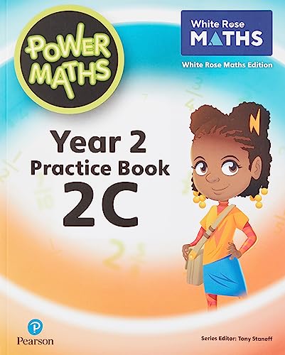 Power Maths Year 2 Practice Book 2C cover with a cartoon girl illustration.